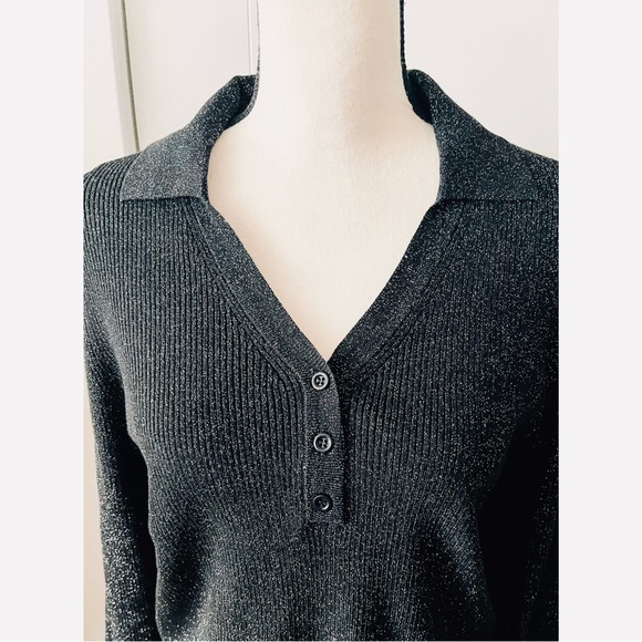 1.STATE Ribbed Silver Thread Polo Sweater - Picture 5 of 8